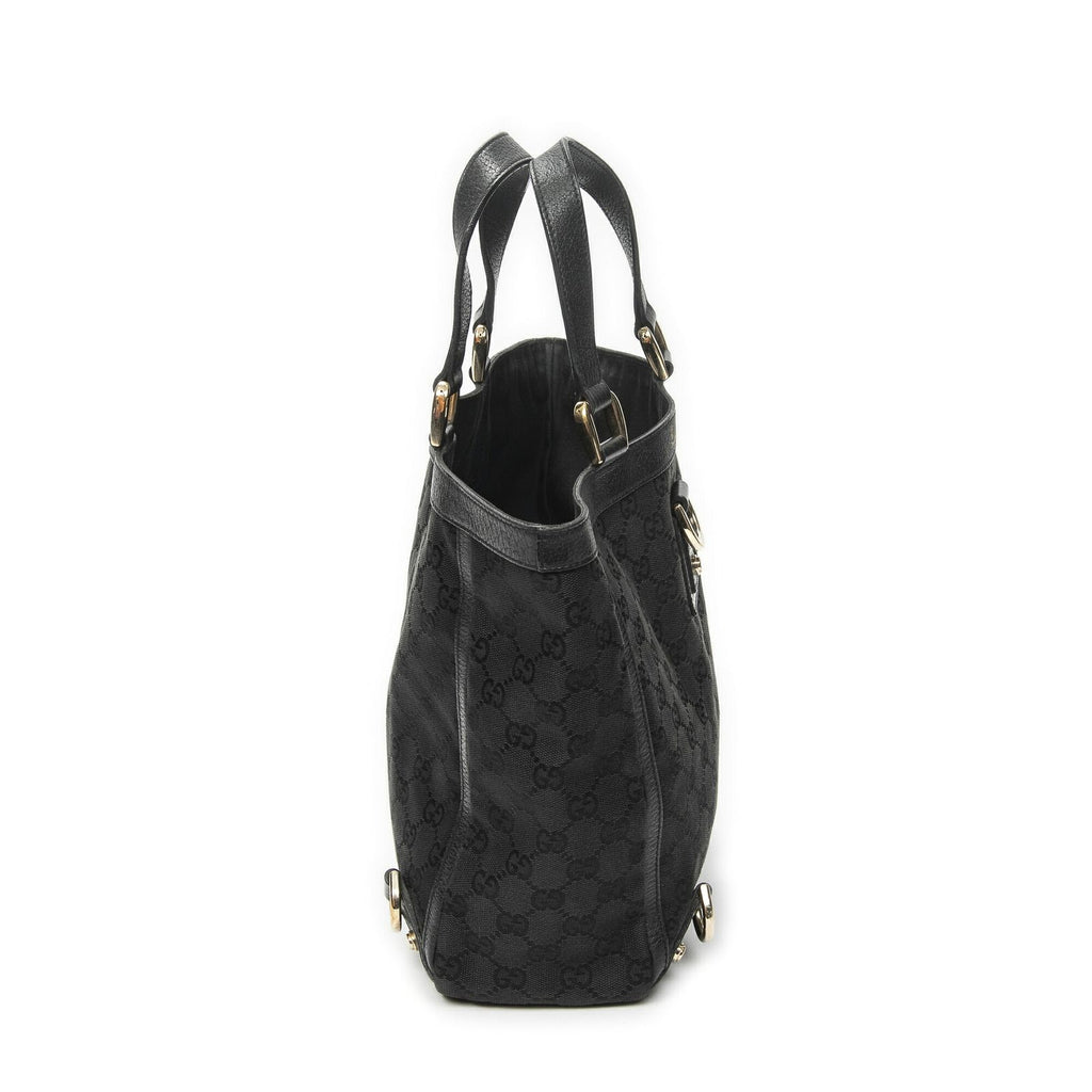 Gucci Small Abbey D Ring Tote Black GG Canvas — view 4