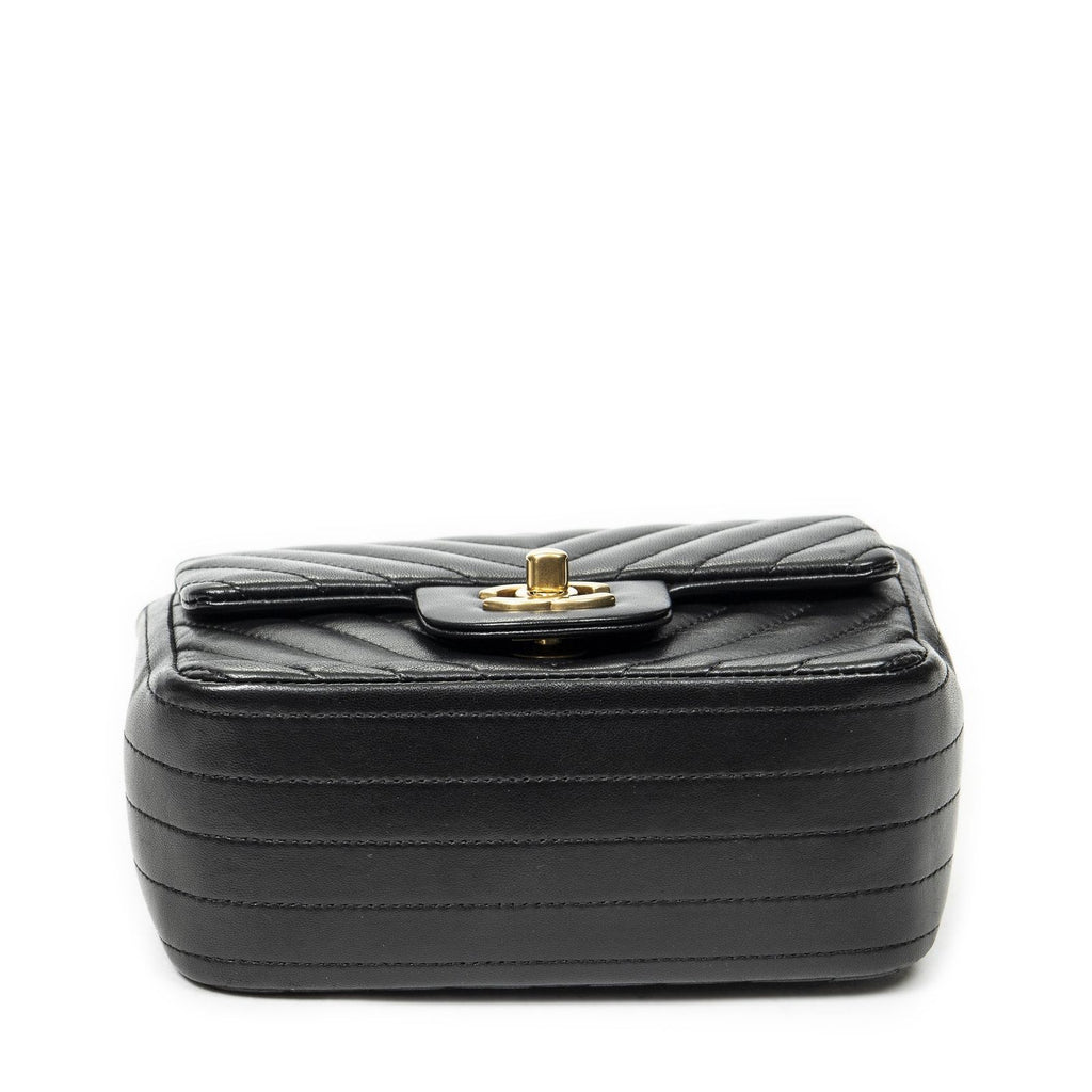 Chanel Square Classic Single Flap Black Chezblanc Quilted Calfskin Leather — view 6