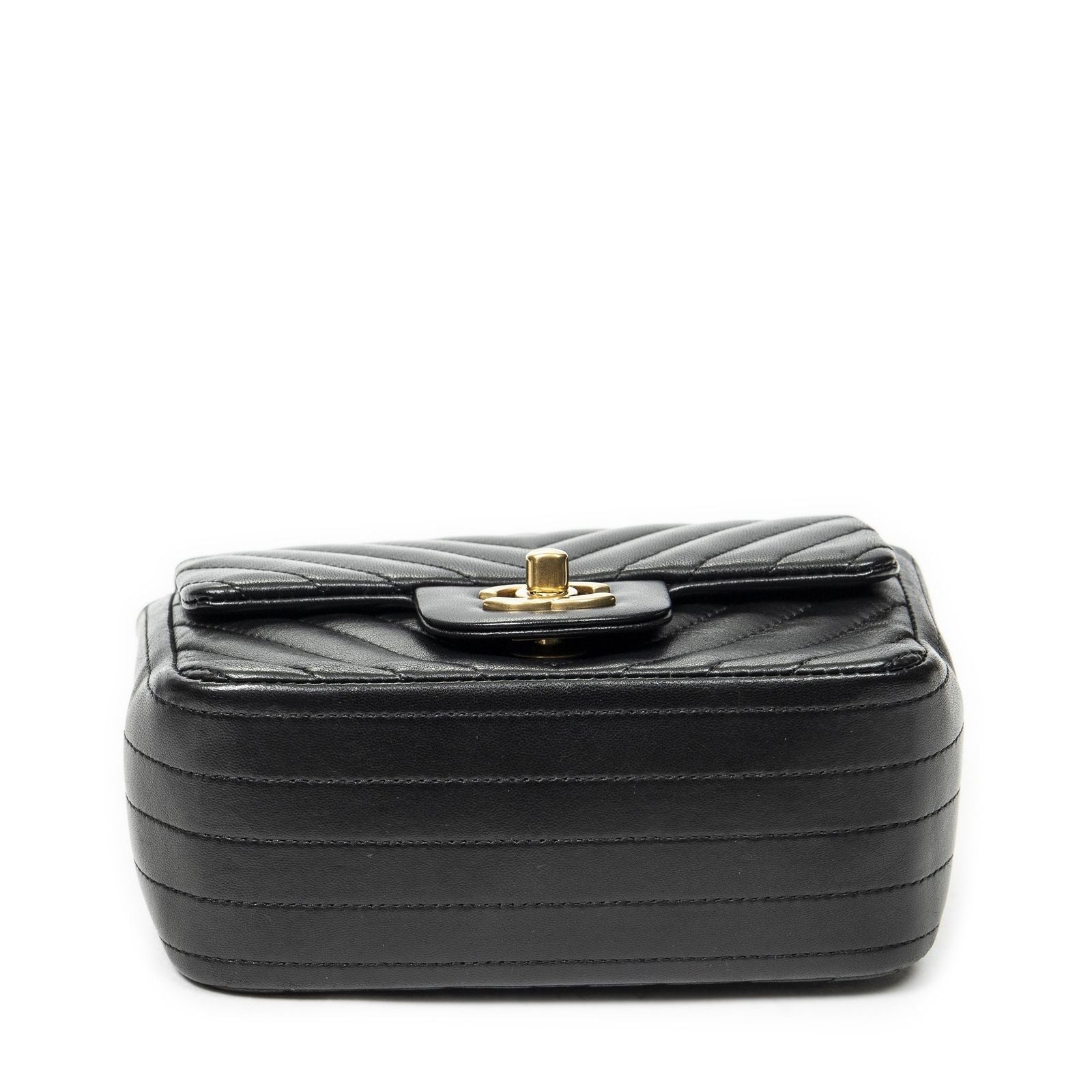 Chanel Square Classic Single Flap Black Chezblanc Quilted Calfskin Leather — view 6