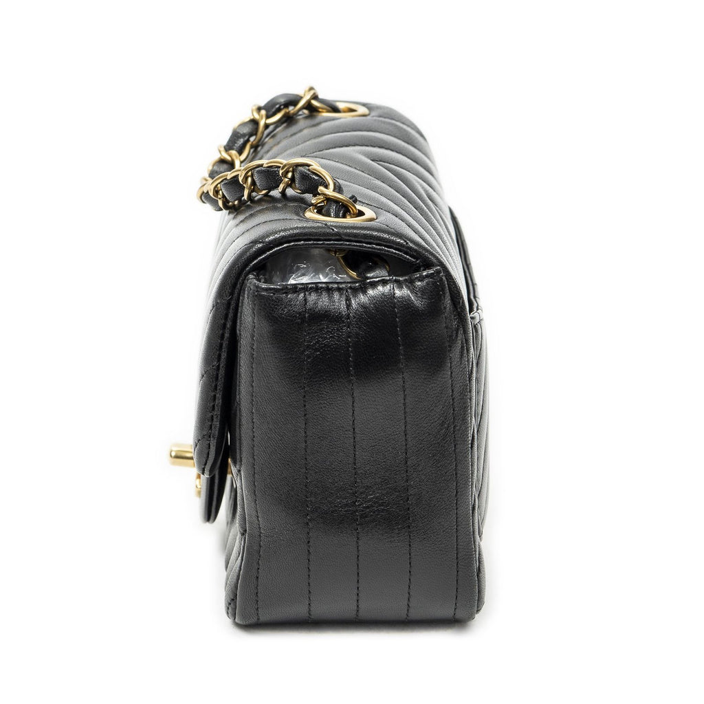 Chanel Square Classic Single Flap Black Chezblanc Quilted Calfskin Leather — view 3