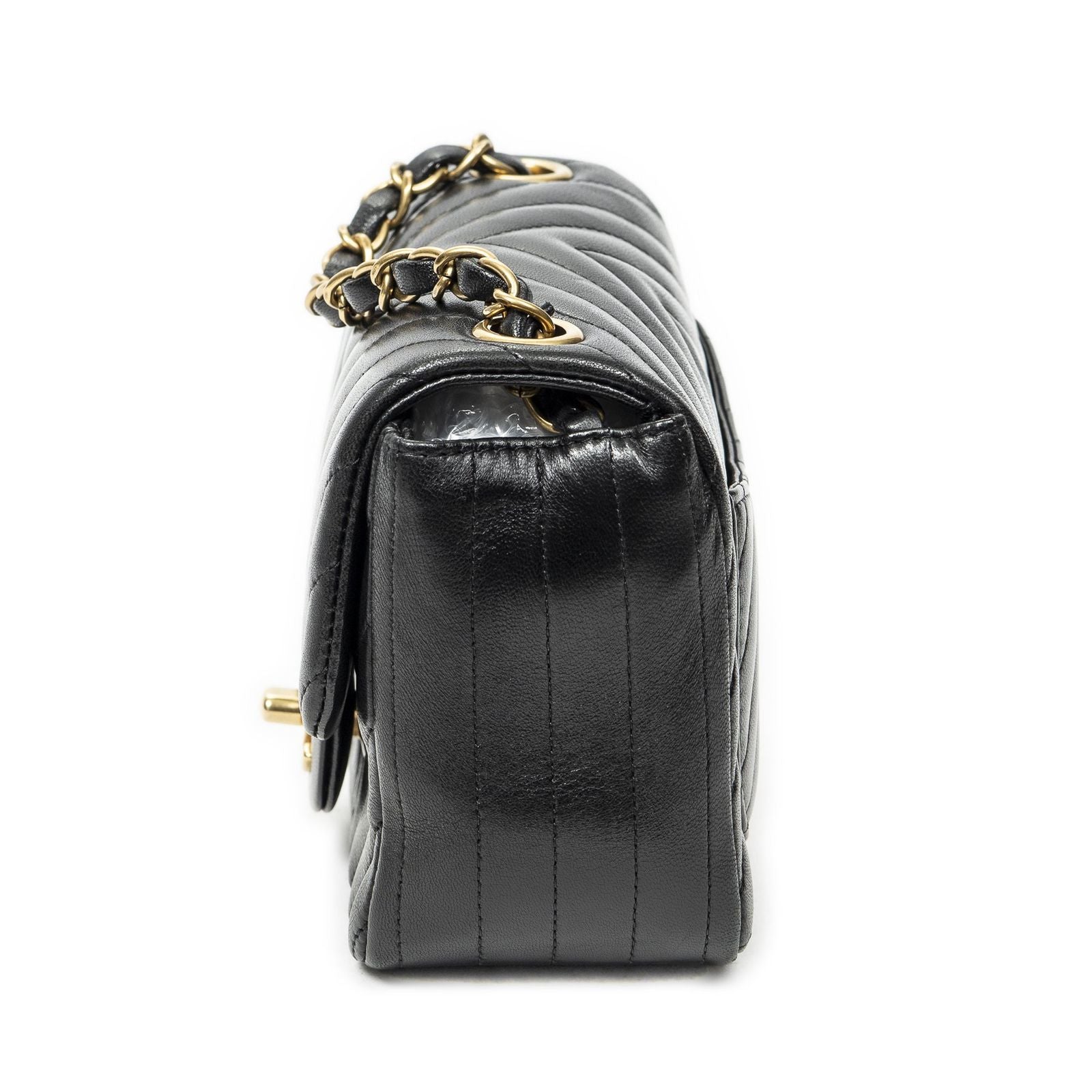 Chanel Square Classic Single Flap Black Chezblanc Quilted Calfskin Leather — view 3