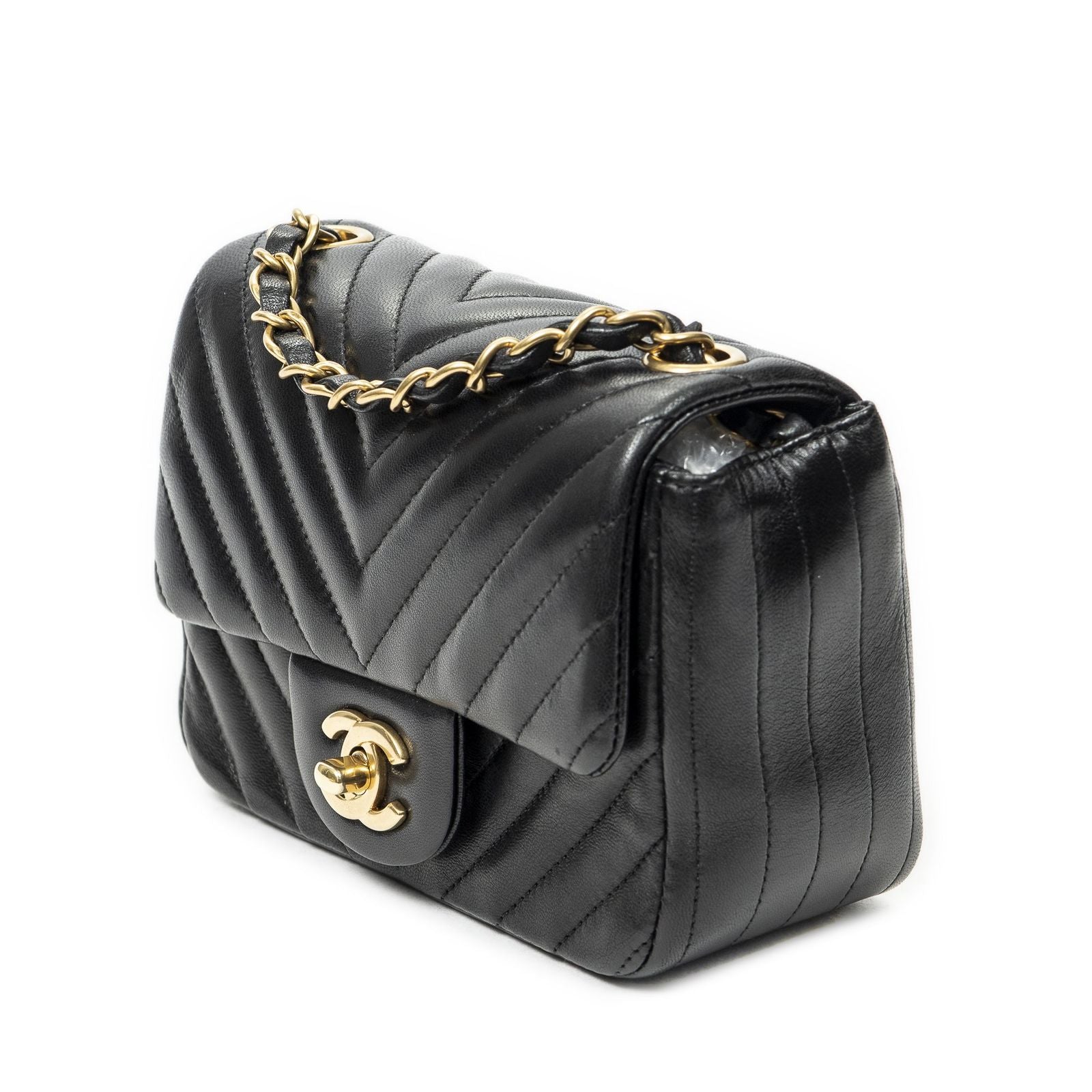 Chanel Square Classic Single Flap Black Chezblanc Quilted Calfskin Leather — view 2
