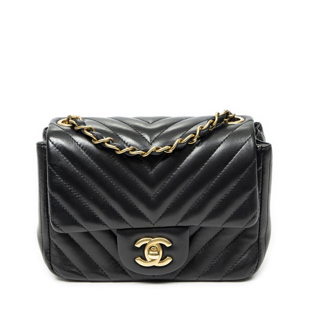 Chanel Square Classic Single Flap Black Chezblanc Quilted Calfskin Leather