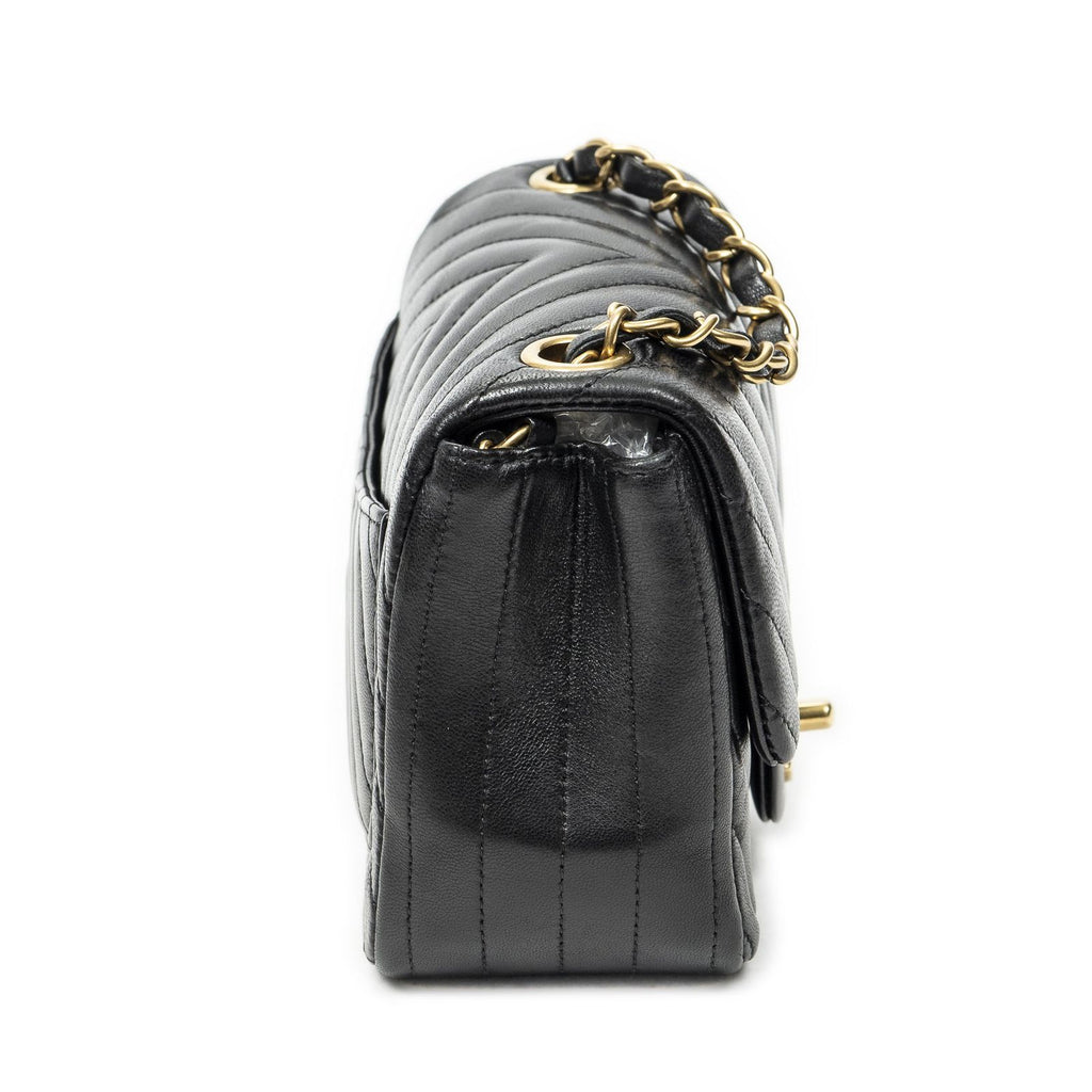 Chanel Square Classic Single Flap Black Chezblanc Quilted Calfskin Leather — view 4