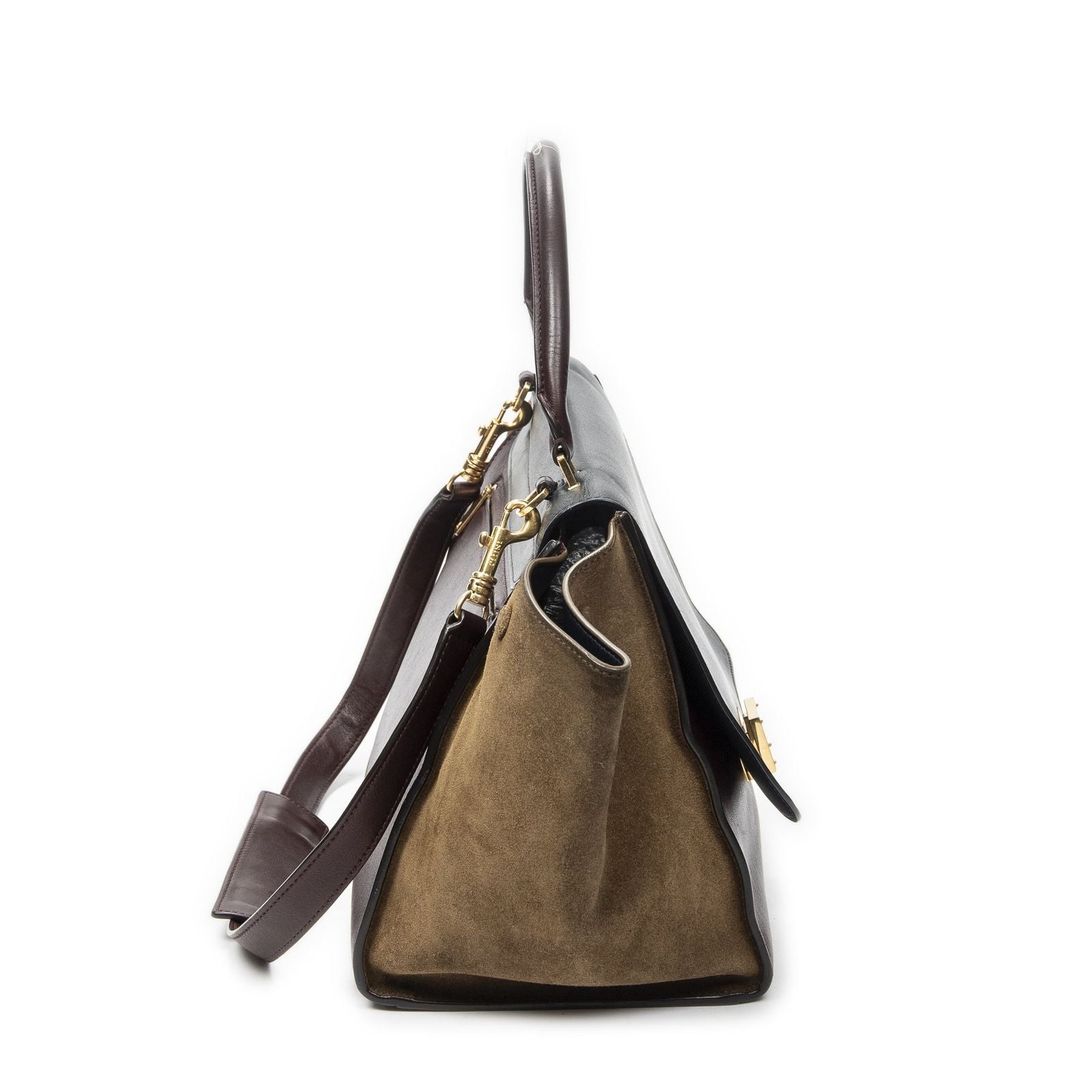Celine Tricolor Gandhi Navy Brown Calfskin Leather Shoulder — view 4
