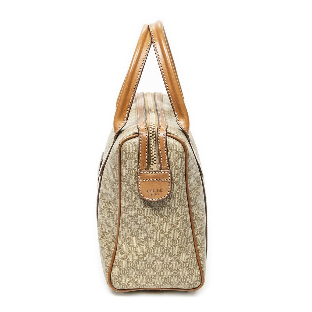 Celine Vintage Mini Boston Beige Brown Macadam Canvas Handbag — view 3