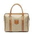 Celine Vintage Mini Boston Beige Brown Macadam Canvas Handbag