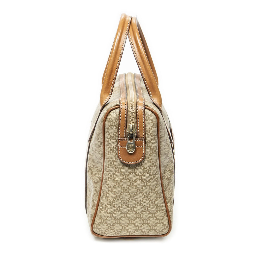 Celine Vintage Mini Boston Beige Brown Macadam Canvas Handbag — view 4