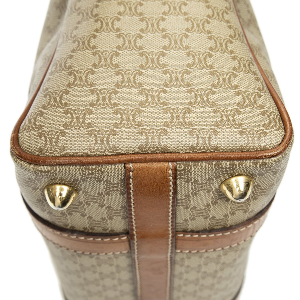 Celine Vintage Mini Boston Beige Brown Macadam Canvas Handbag — view 7