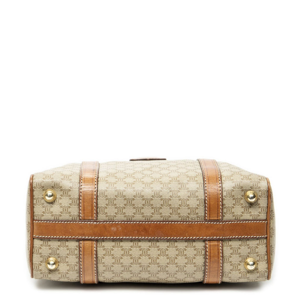 Celine Vintage Mini Boston Beige Brown Macadam Canvas Handbag — view 6