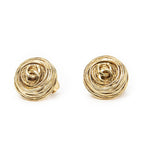 Chanel CC Logo Round Clip Type Earrings Gold Plated