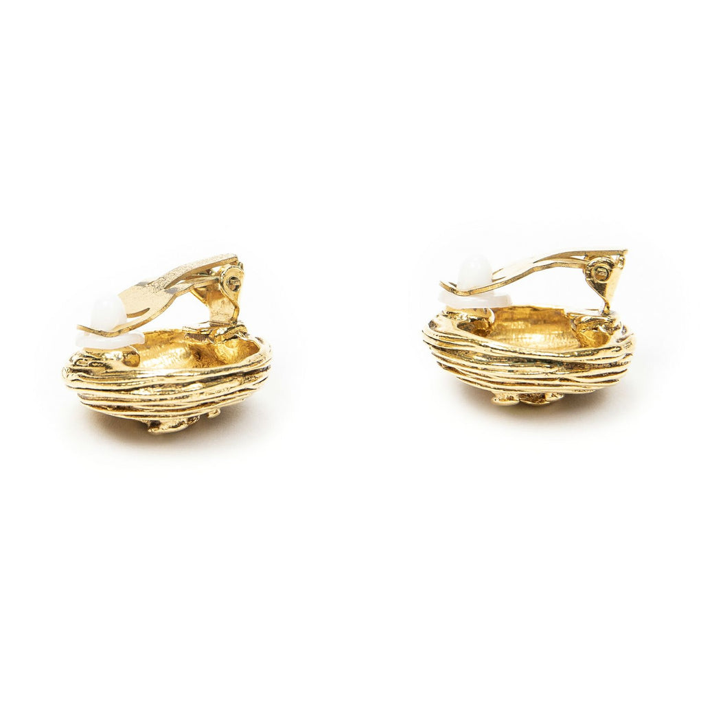 Chanel CC Logo Round Clip Type Earrings Gold Plated — view 2
