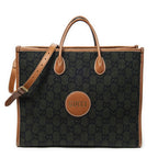 Gucci GG Script Tote Black Brown Canvas