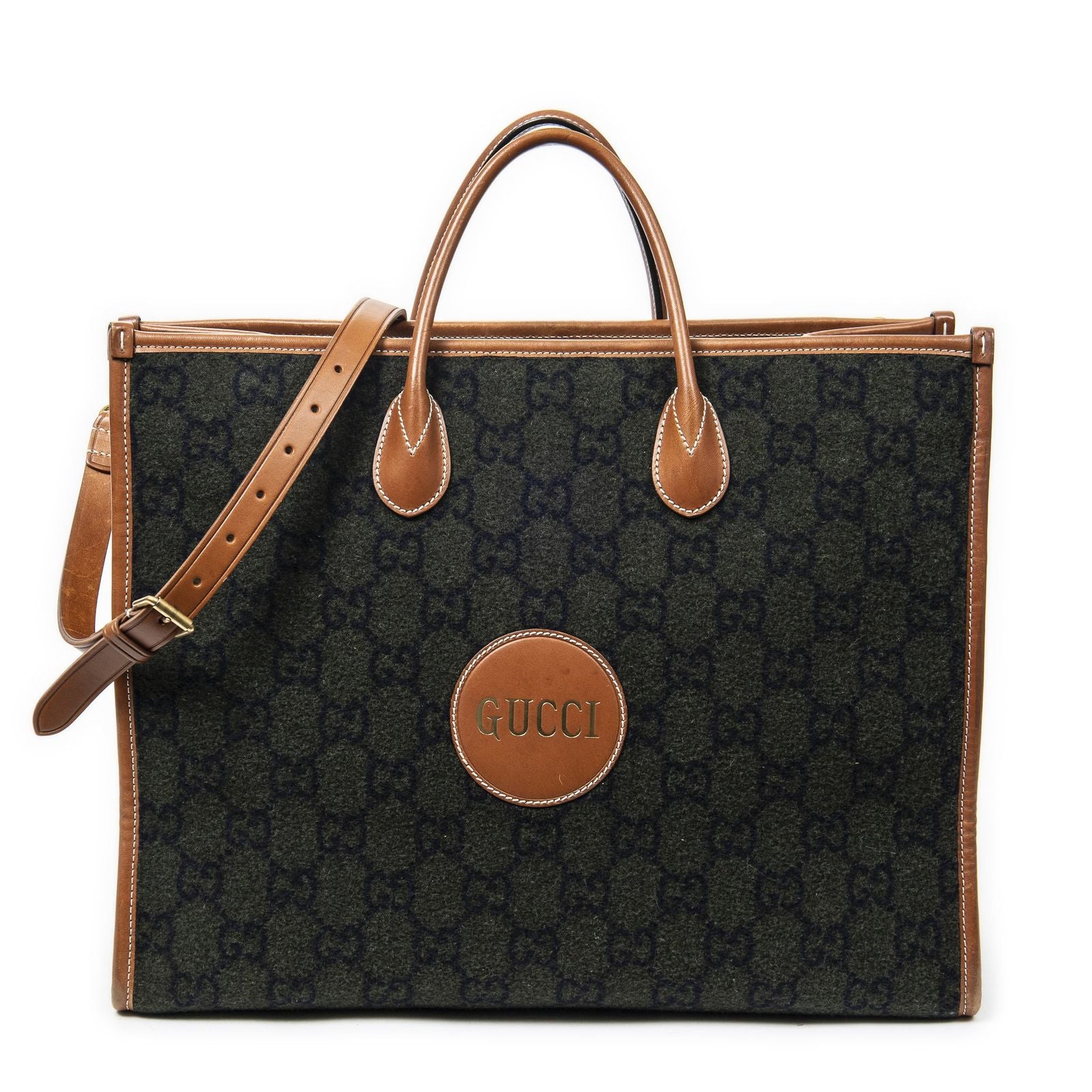 Gucci GG Script Tote Black Brown Canvas