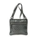 Gucci Square Front Zip Cross Gray Print Canvas Shoulder