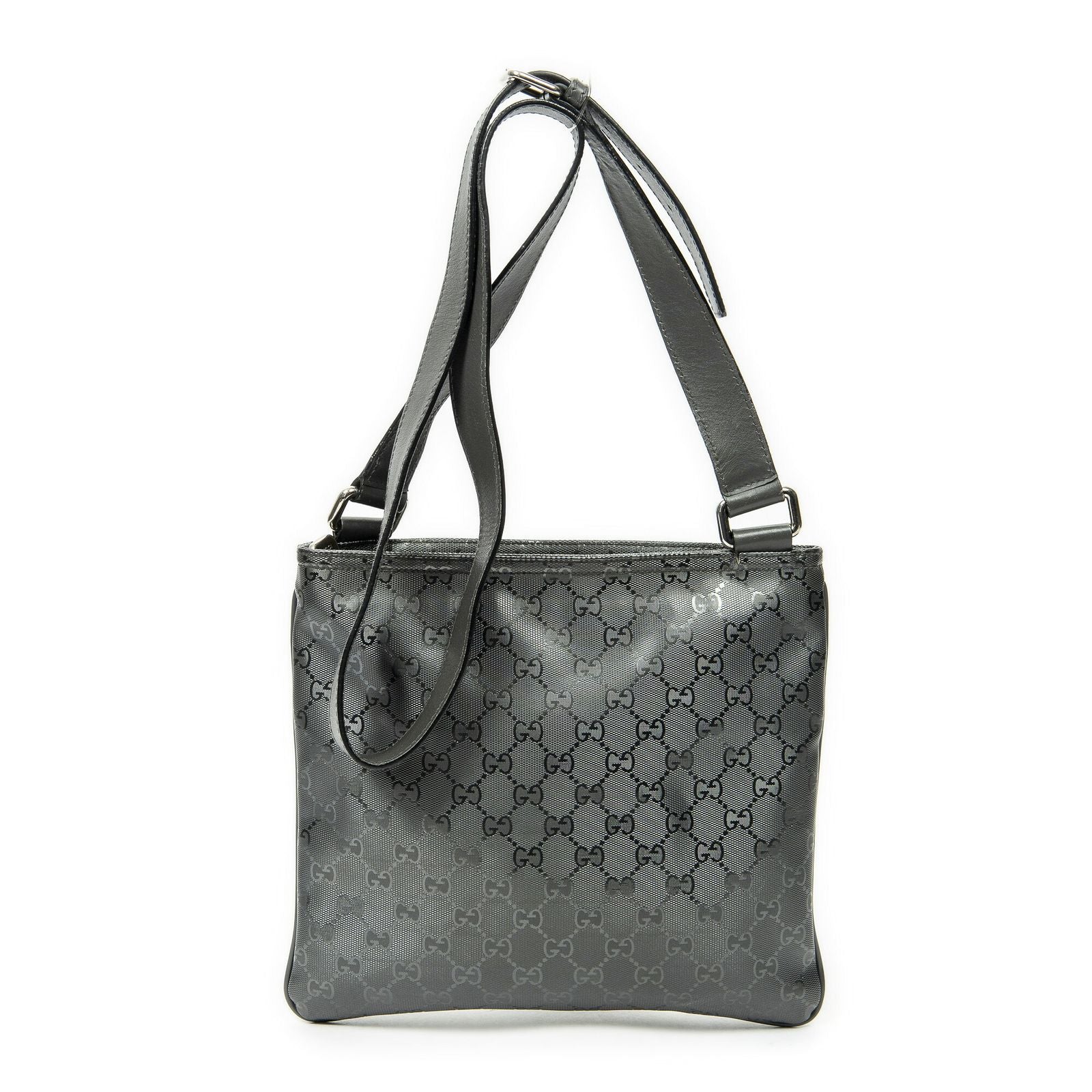 Gucci Square Front Zip Cross Gray Print Canvas Shoulder — view 5