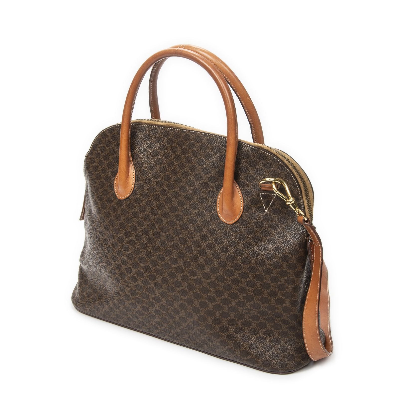 Celine Vintage Large Dome Tote Brown Macadam Canvas — view 2