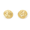 Chanel CC Logo Round Clip Type Earrings Gold Plated