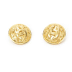 Chanel CC Logo Round Clip Type Earrings Gold Plated