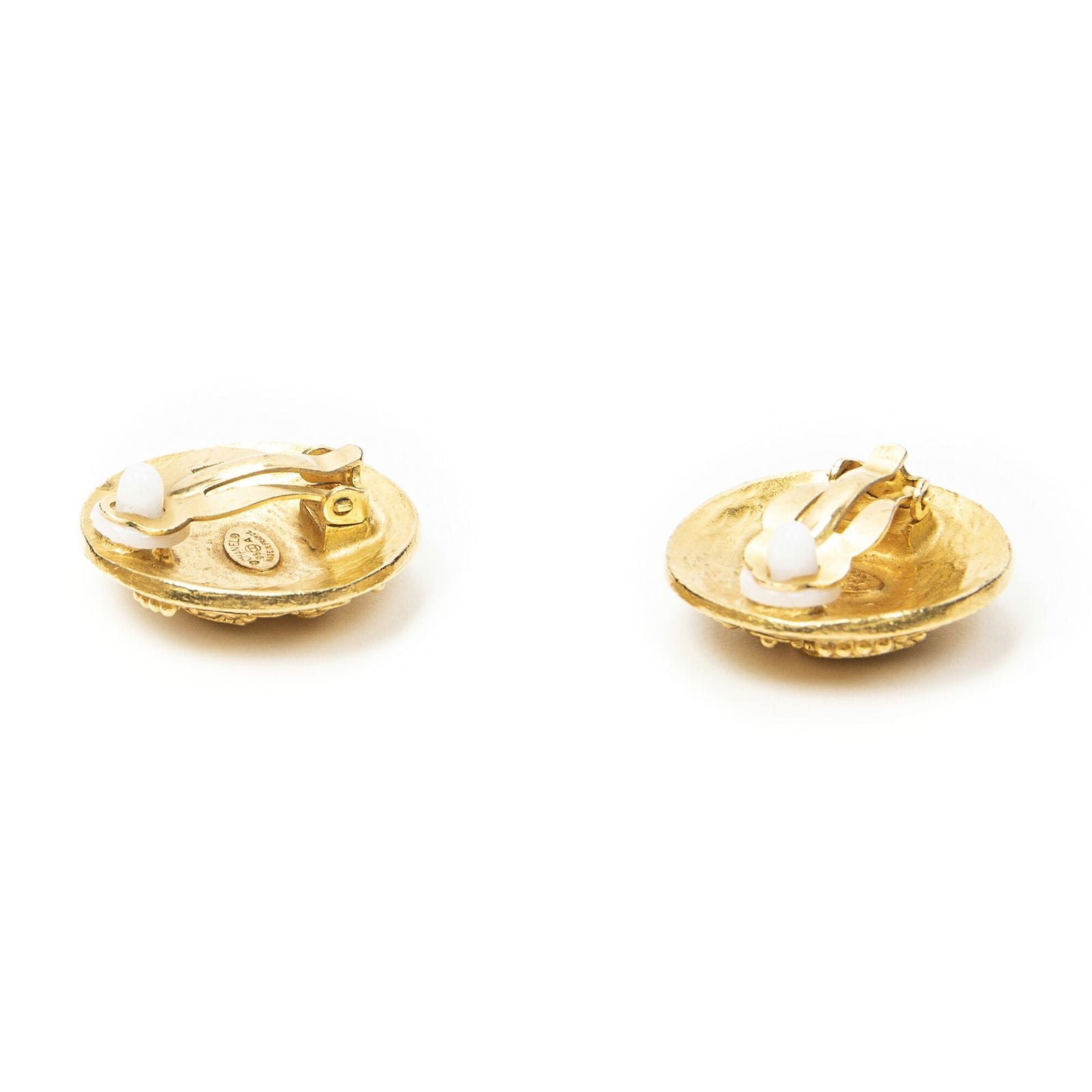 Chanel CC Logo Round Clip Type Earrings Gold Plated — view 2