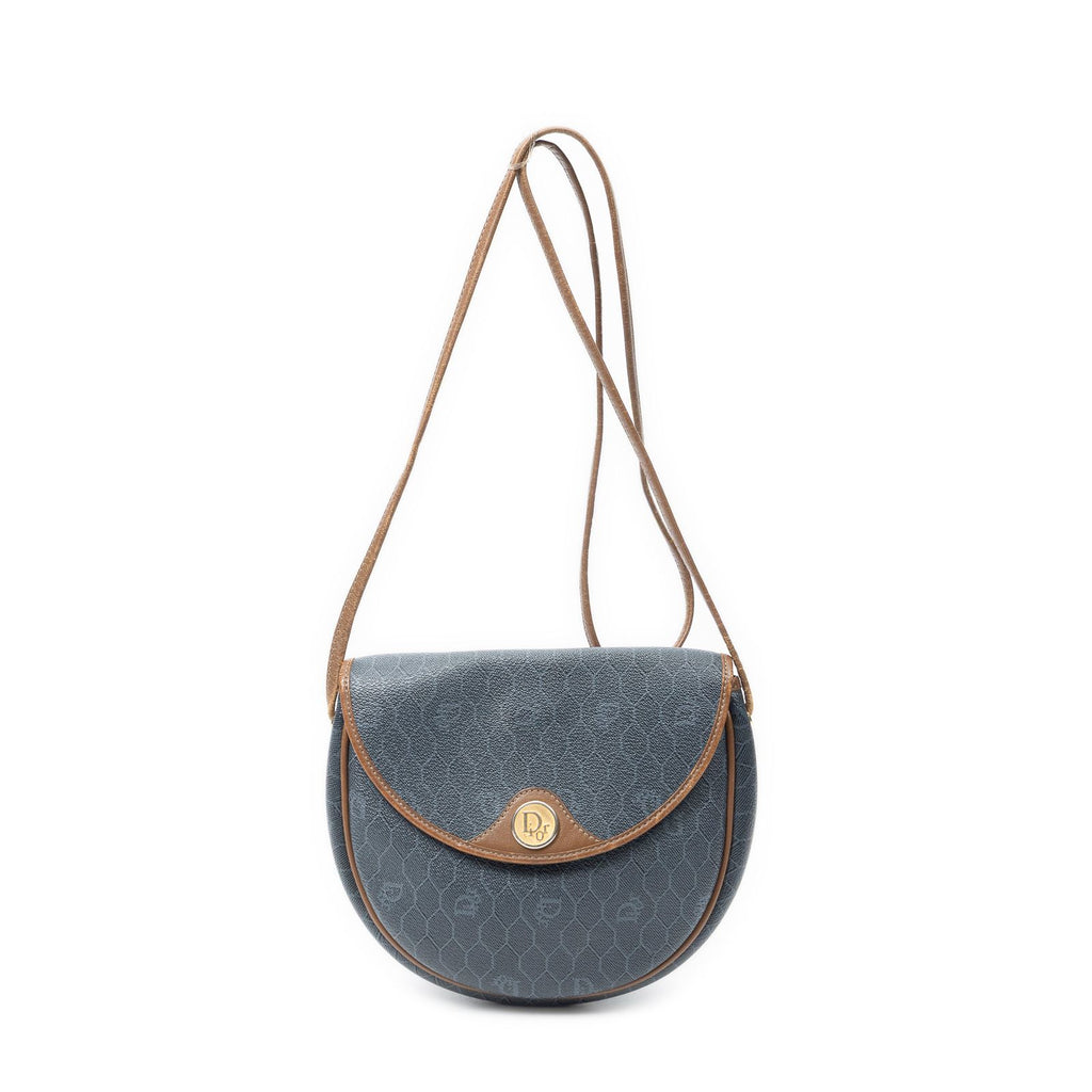 Dior Vintage Flap Cross Gray Brown Canvas