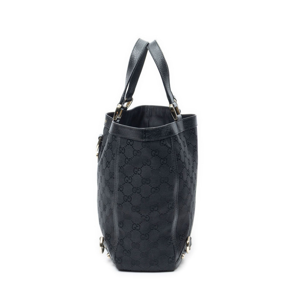 Gucci Small Abbey D Ring Tote Black GG Canvas — view 3