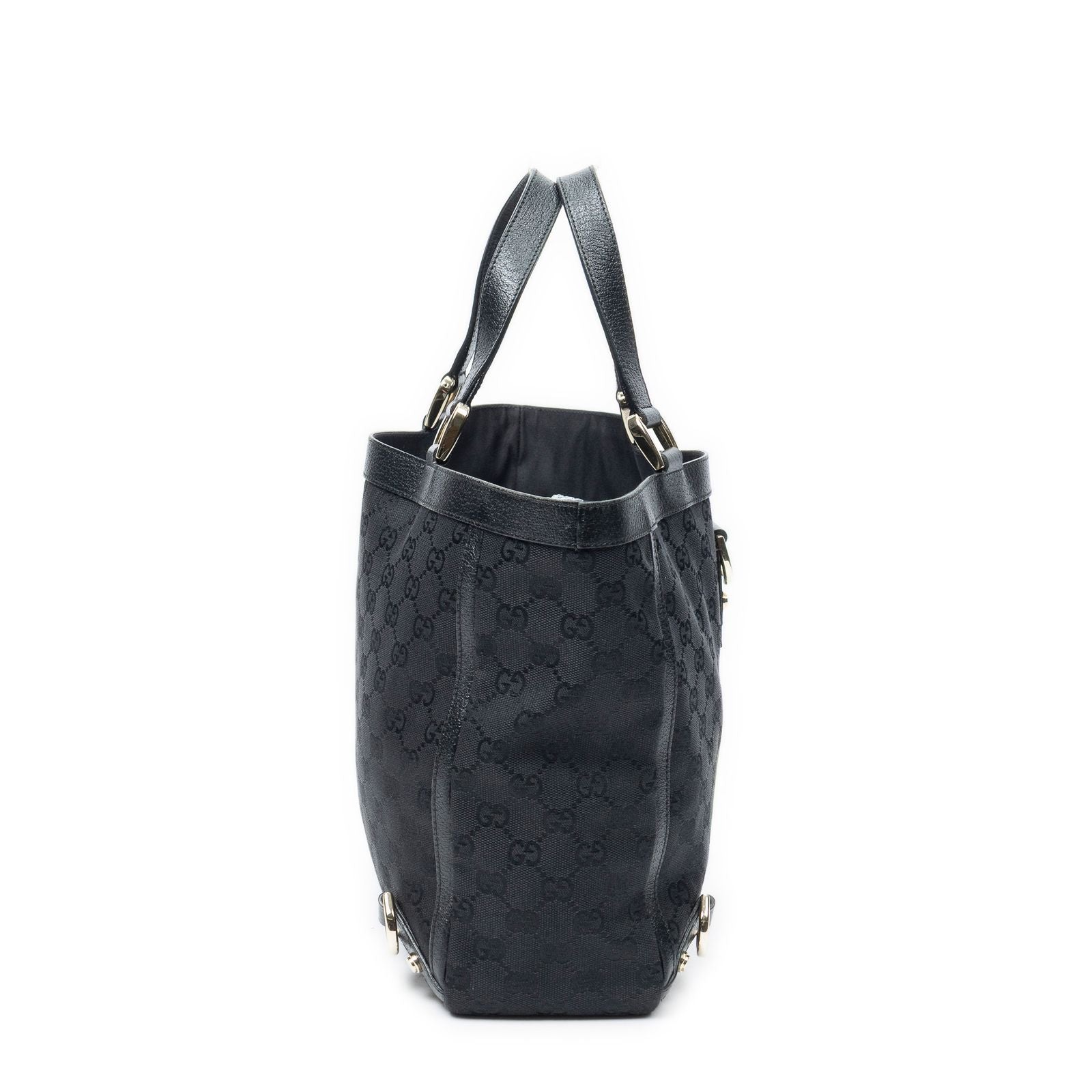 Gucci Small Abbey D Ring Tote Black GG Canvas — view 4