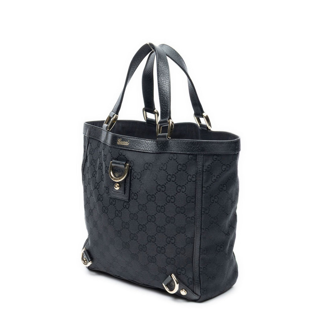 Gucci Small Abbey D Ring Tote Black GG Canvas — view 2
