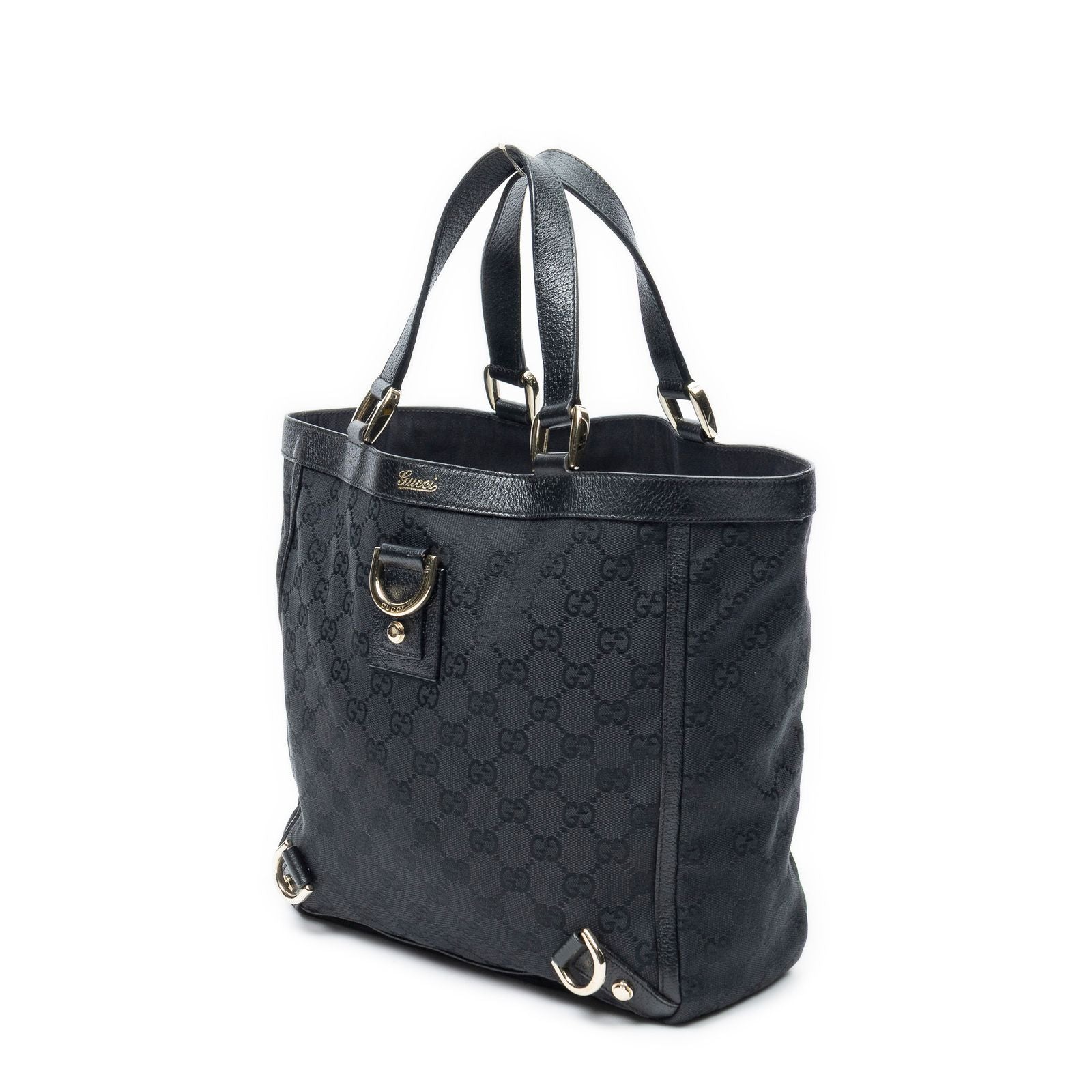 Gucci Small Abbey D Ring Tote Black GG Canvas — view 2