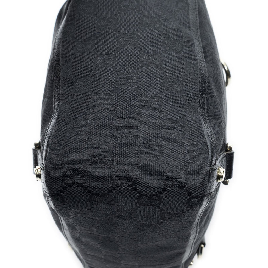 Gucci Small Abbey D Ring Tote Black GG Canvas — view 8