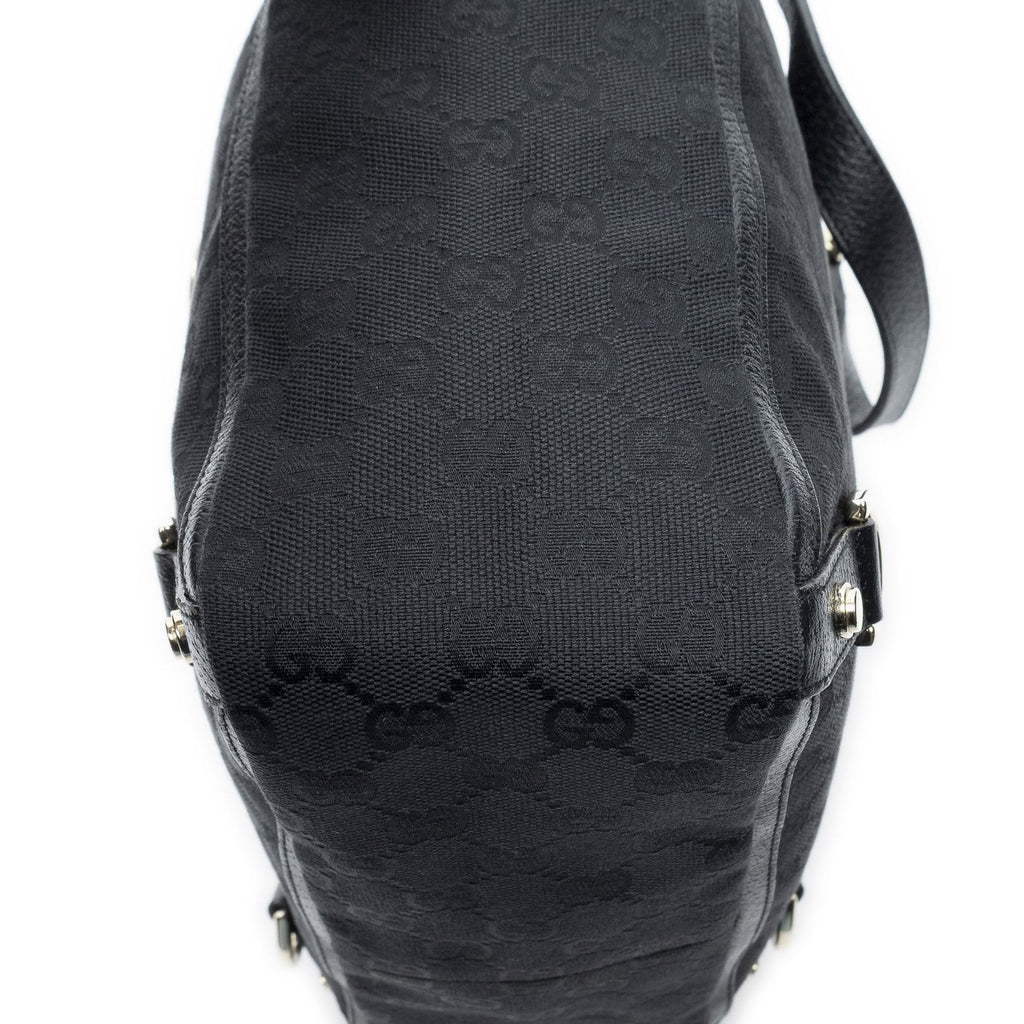 Gucci Small Abbey D Ring Tote Black GG Canvas — view 7