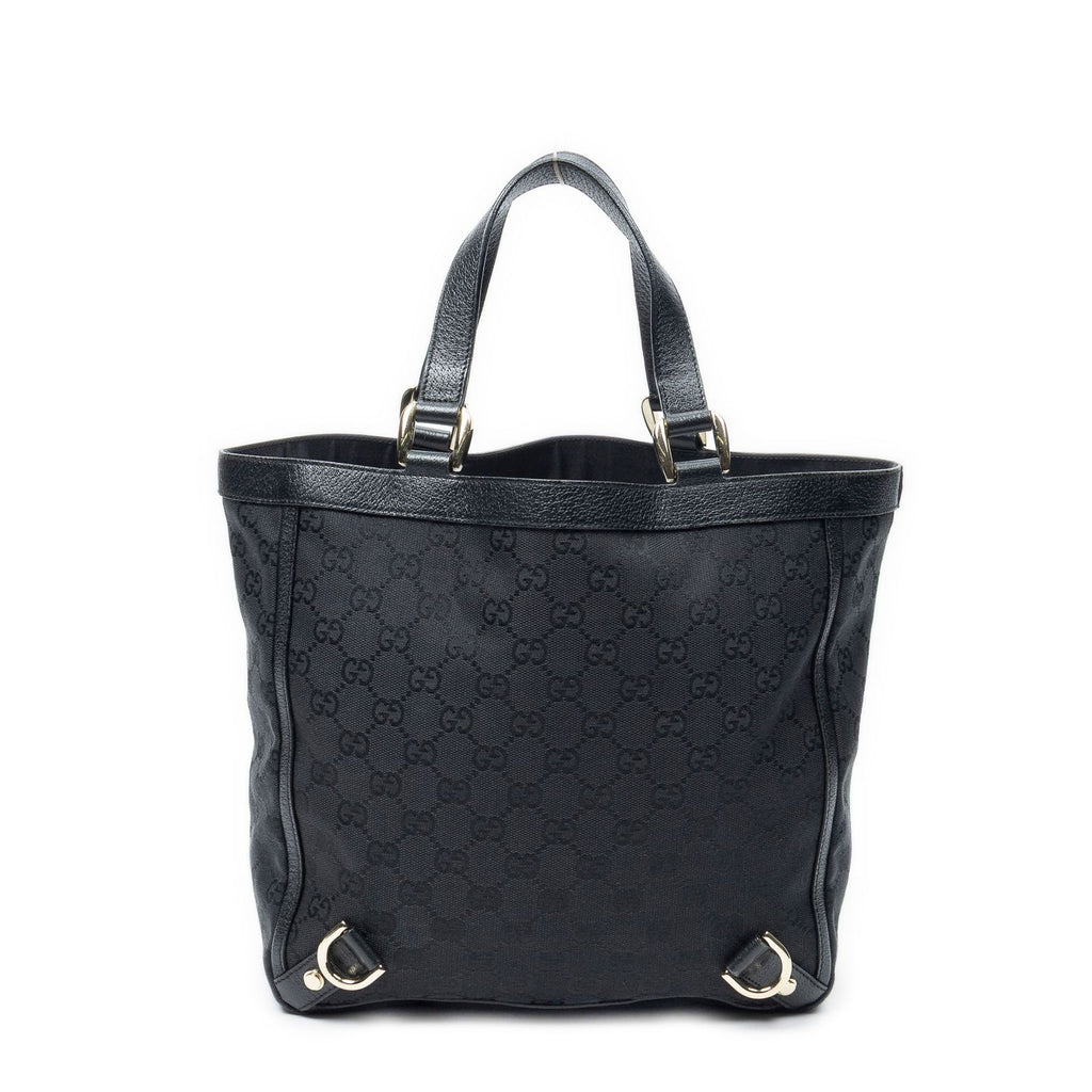 Gucci Small Abbey D Ring Tote Black GG Canvas — view 5