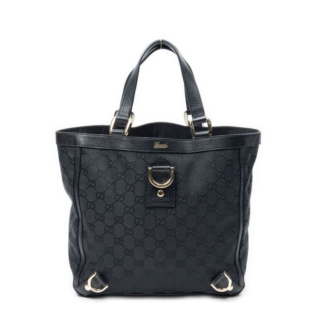 Gucci Small Abbey D Ring Tote Black GG Canvas