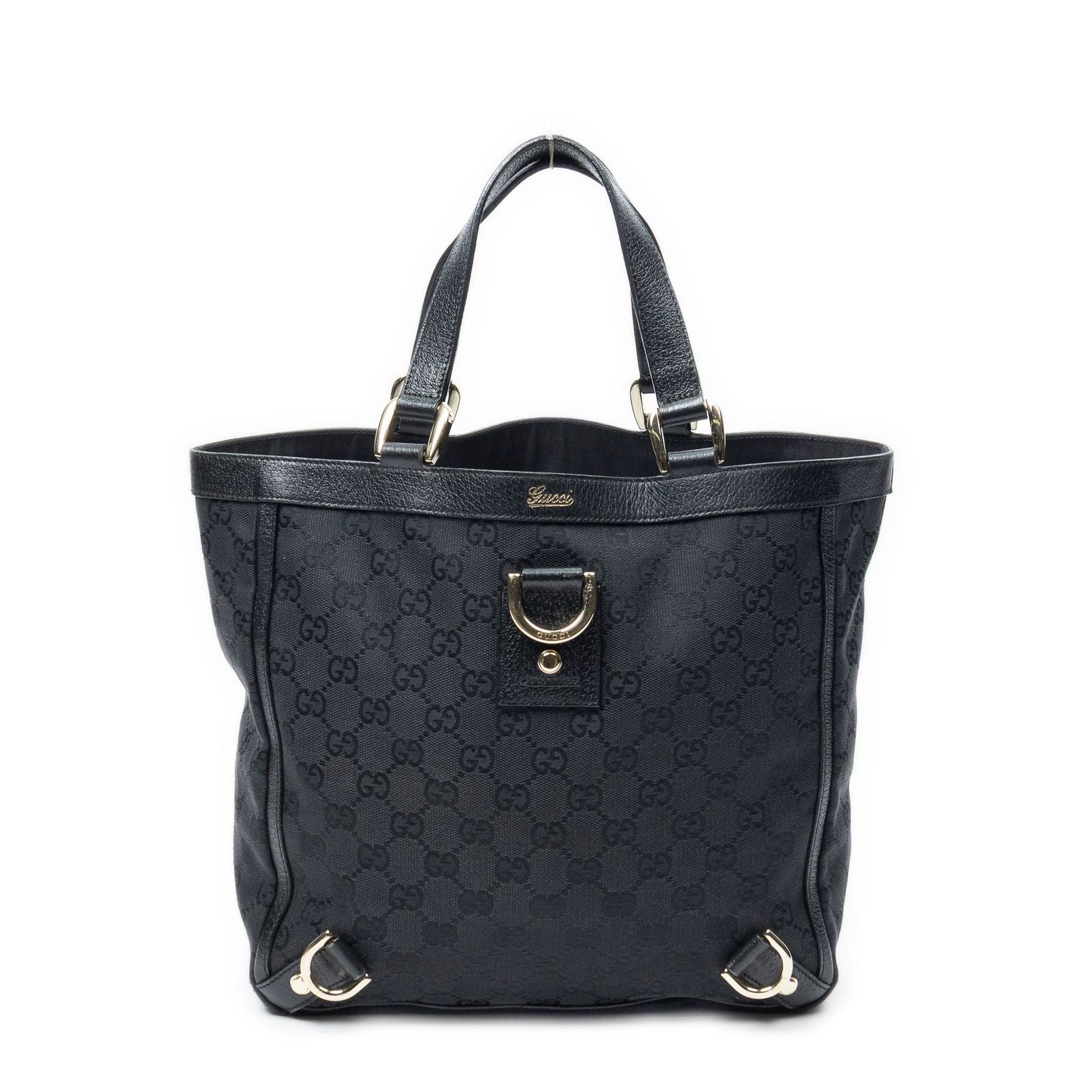 Gucci Small Abbey D Ring Tote Black GG Canvas