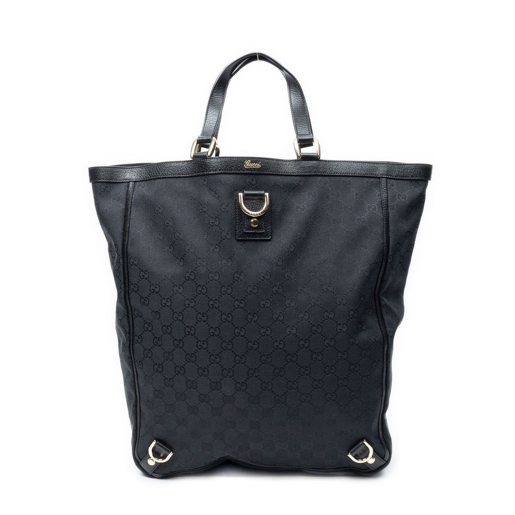 Gucci Abbey D-ring Vertical Tote Black GG Canvas