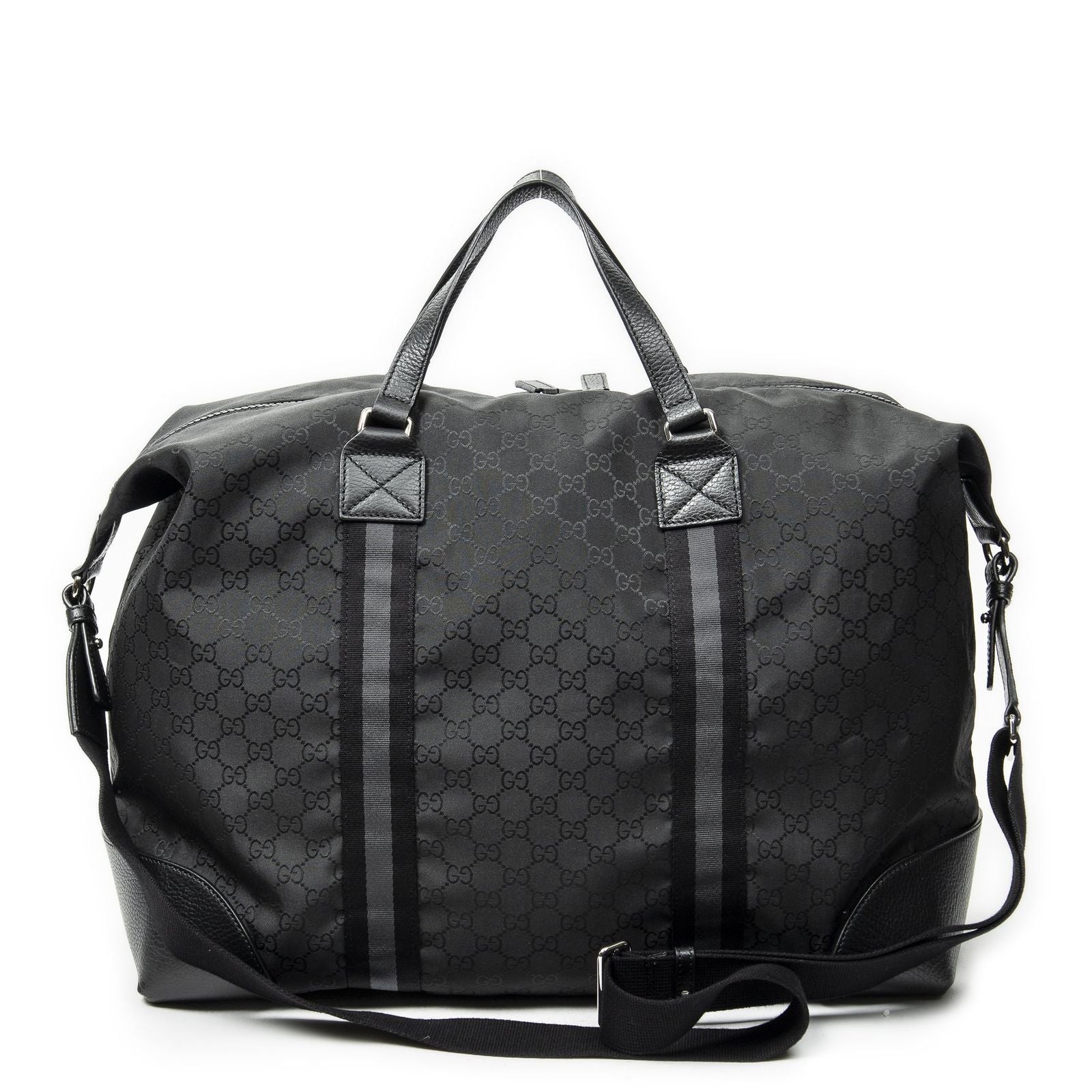 Gucci Web Collapsible Weekender Black GG Nylon Canvas Travel — view 5