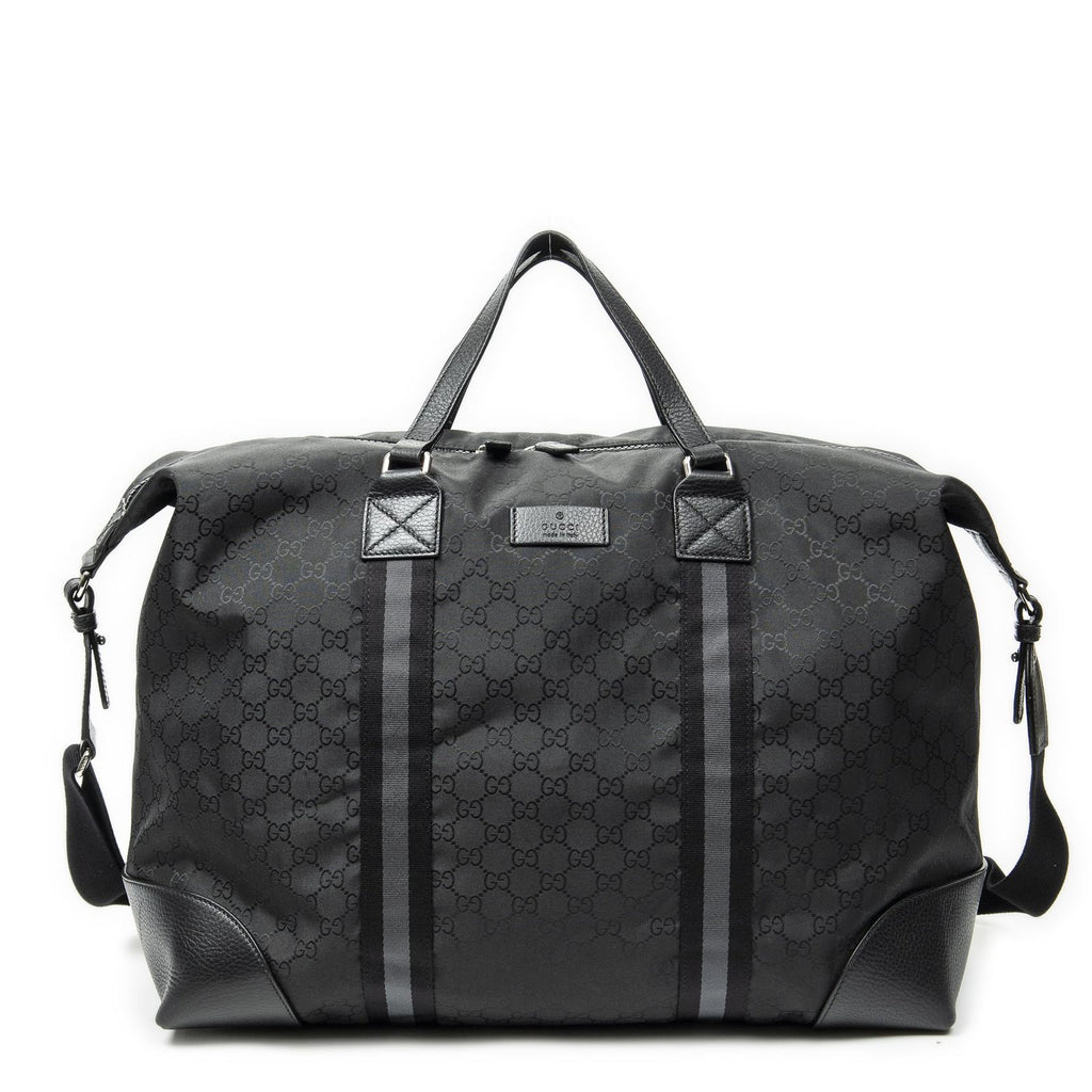 Gucci Web Collapsible Weekender Black GG Nylon Canvas Travel