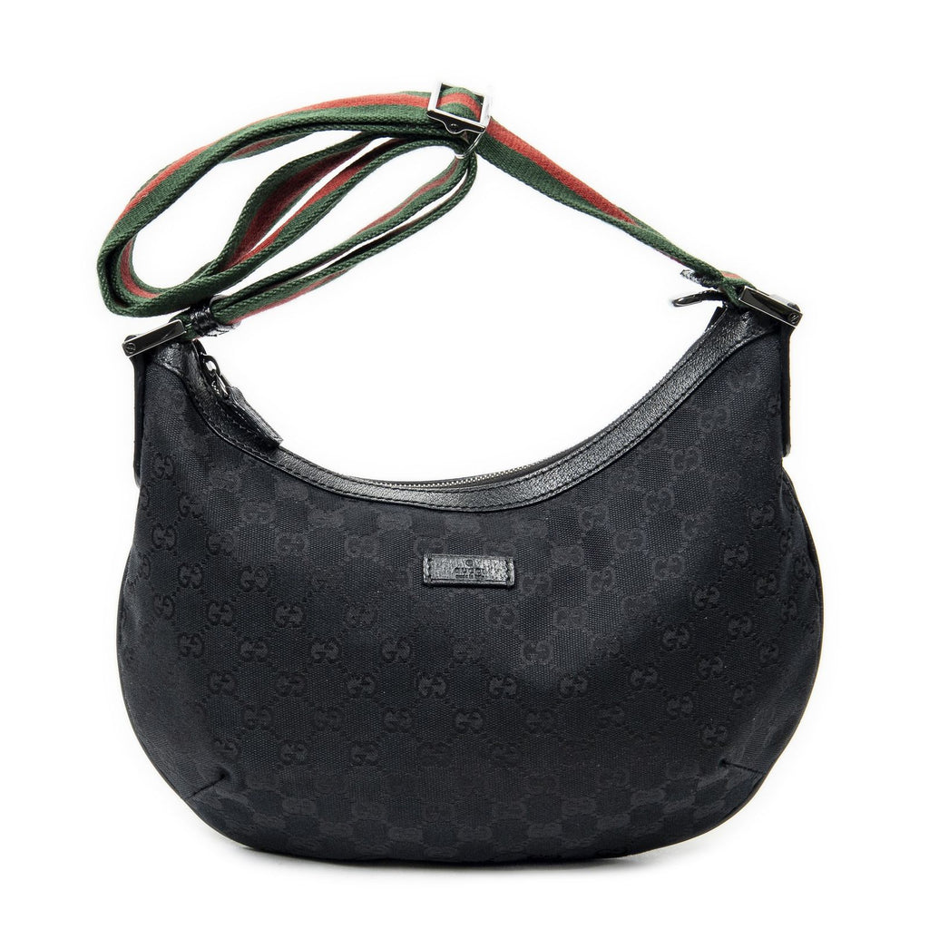 Gucci Half Moon Zip Messenger Black GG Canvas