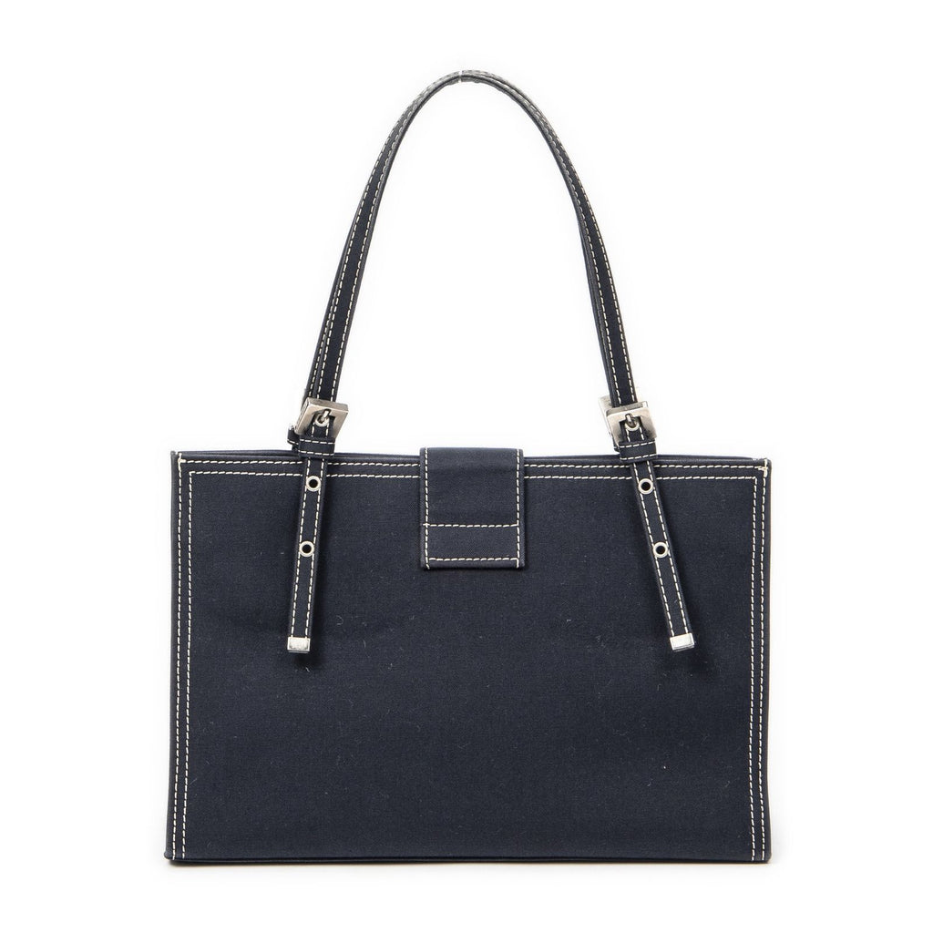 Fendi Vintage FF Marble Tote Blue Denim Canvas — view 5