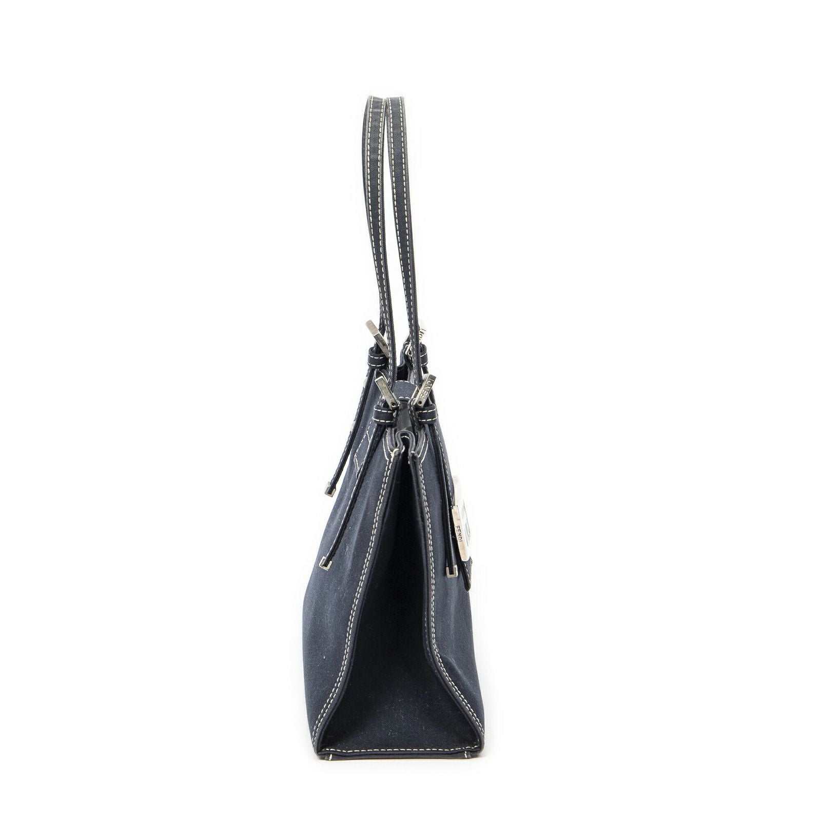 Fendi Vintage FF Marble Tote Blue Denim Canvas — view 4