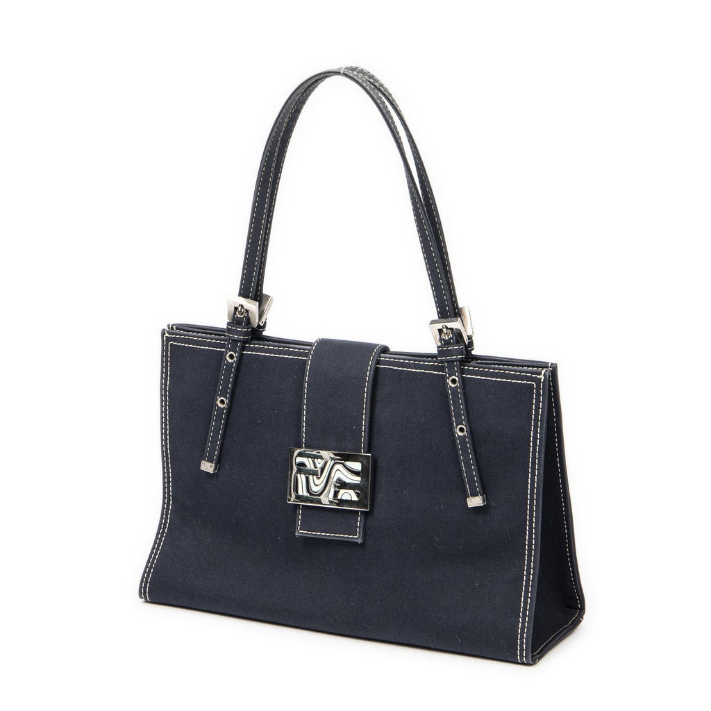 Fendi Vintage FF Marble Tote Blue Denim Canvas — view 2