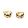 Hermes Enamel Earrings Black Red Flower Motifa