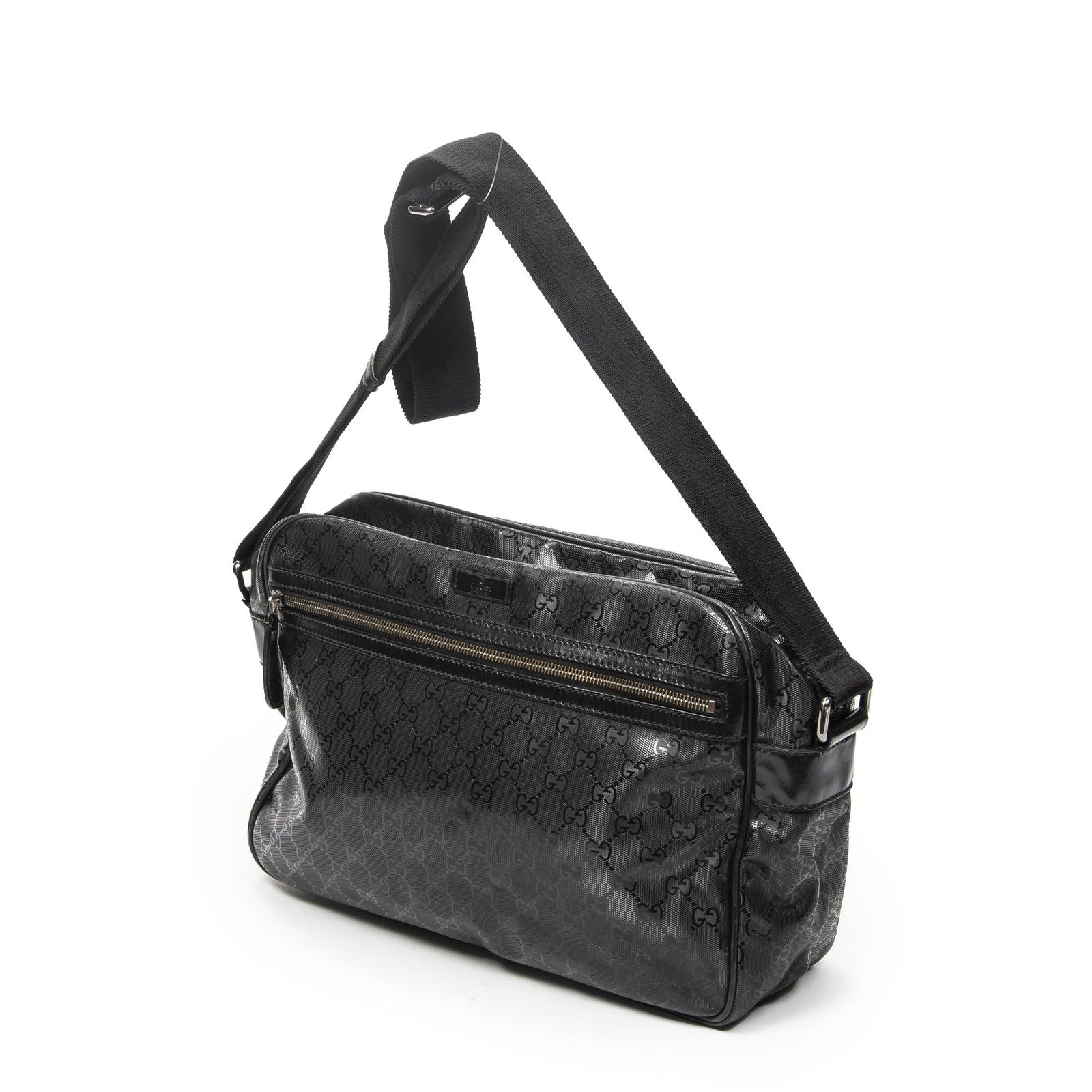 Gucci Front Pocket Messenger Black Inprint Canvas — view 2