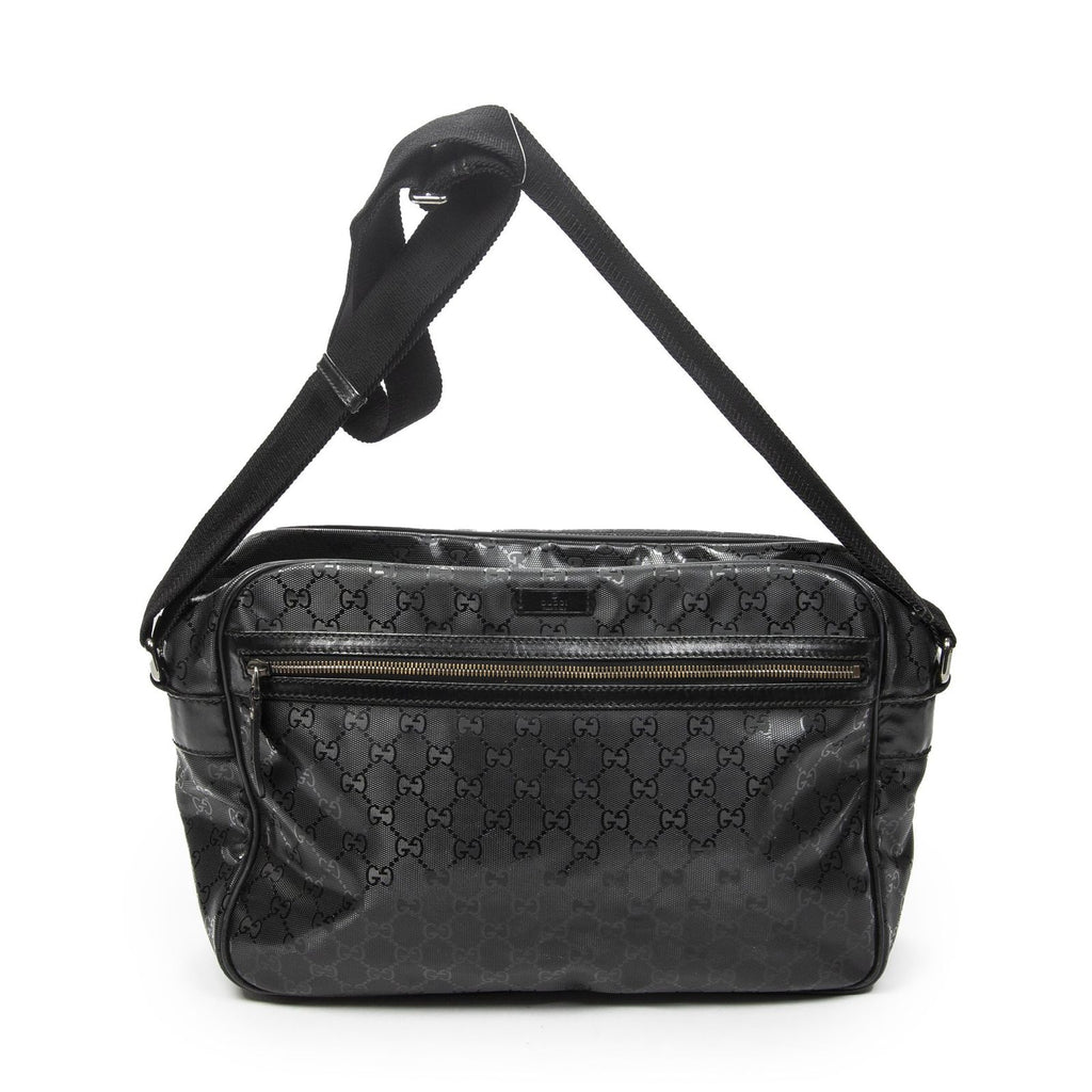 Gucci Front Pocket Messenger Black Inprint Canvas