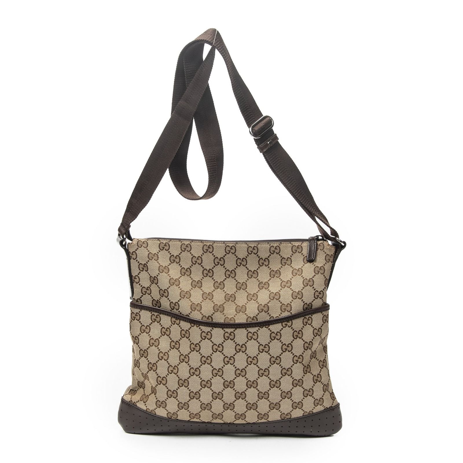 Gucci Web Media Messenger Beige Brown GG Canvas