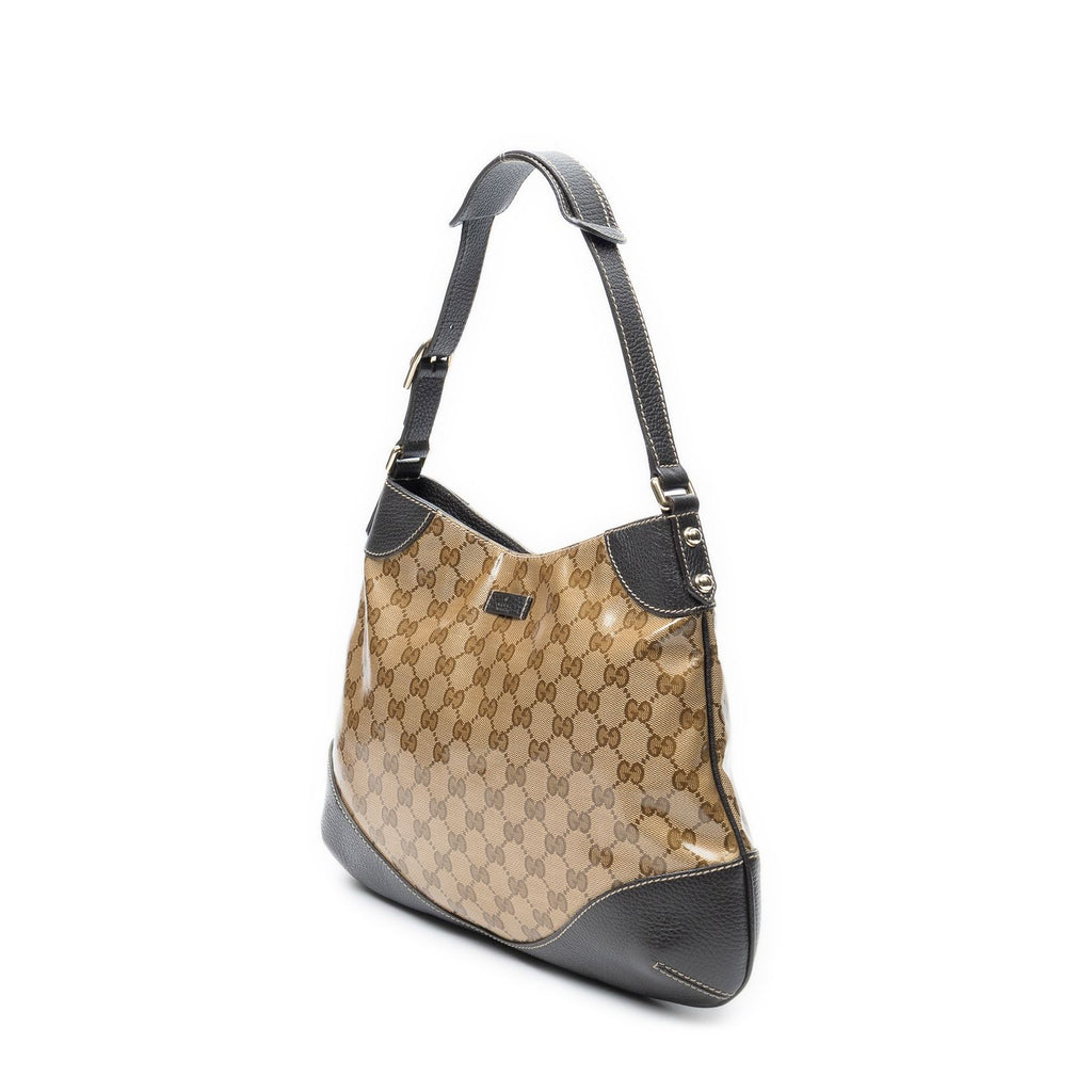 Gucci Zip Beige Brown Crystal Canvas Shoulder — view 2
