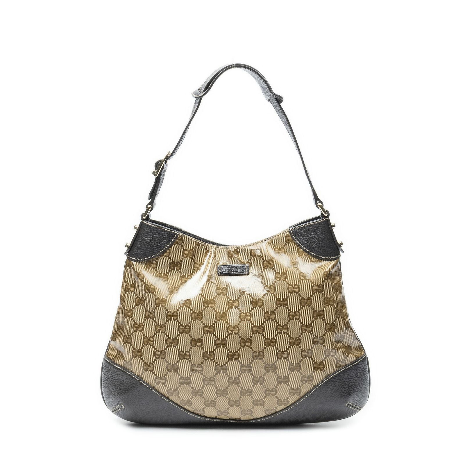 Gucci Zip Beige Brown Crystal Canvas Shoulder