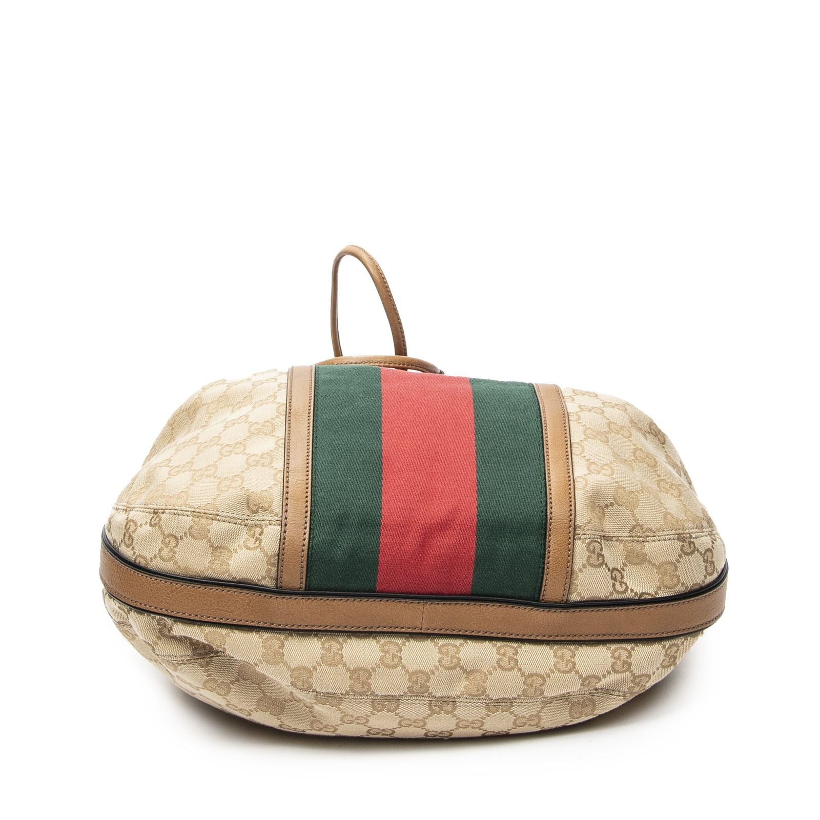 Gucci Web Rania Drawstring Hobo Tan Beige GG Canvas — view 6