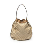 Gucci Web Rania Drawstring Hobo Tan Beige GG Canvas — view 5