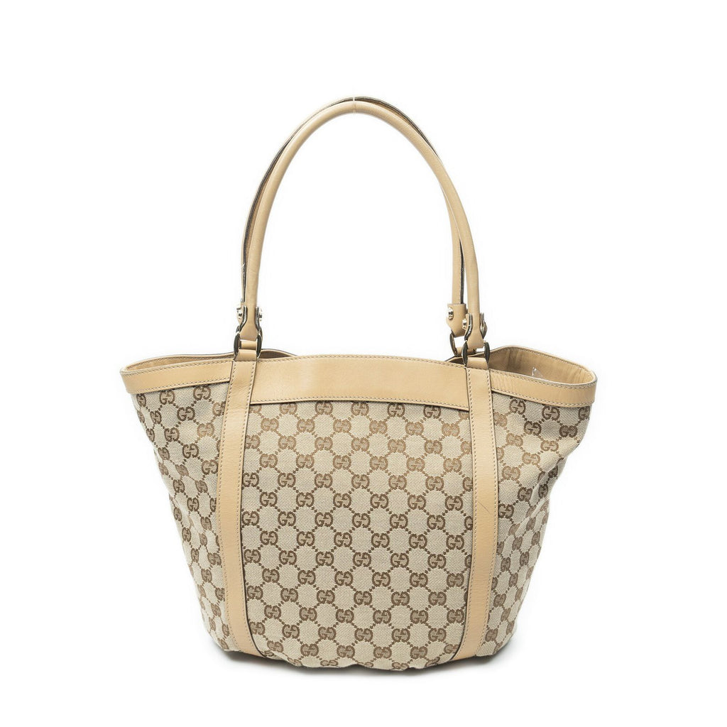 Gucci Medium D Ring Bucket Tote Beige Tan GG Canvas — view 5
